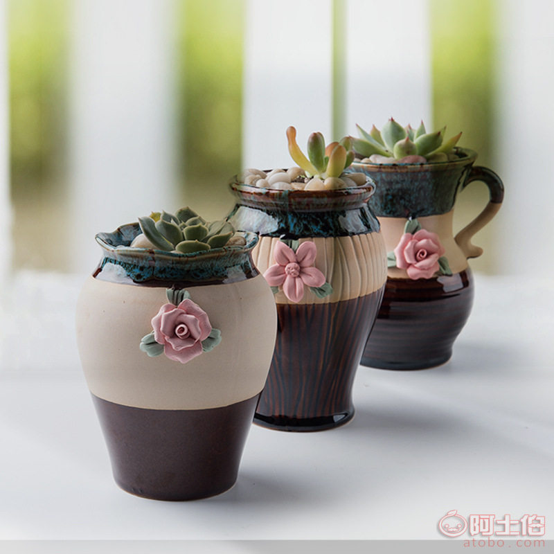 【瓷之星厂家直批创意陶瓷窑变迷你五彩瓷花盆观园艺家居摆件多肉花盆】德化县瓷之星陶瓷厂 - 产品库